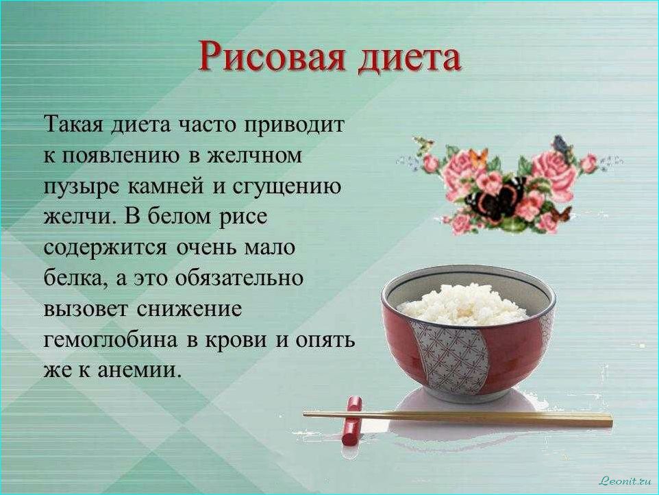 (рисовая, диета, меню, неделю, рецепты) Рисовая диета: меню на неделю, рецепты и результаты